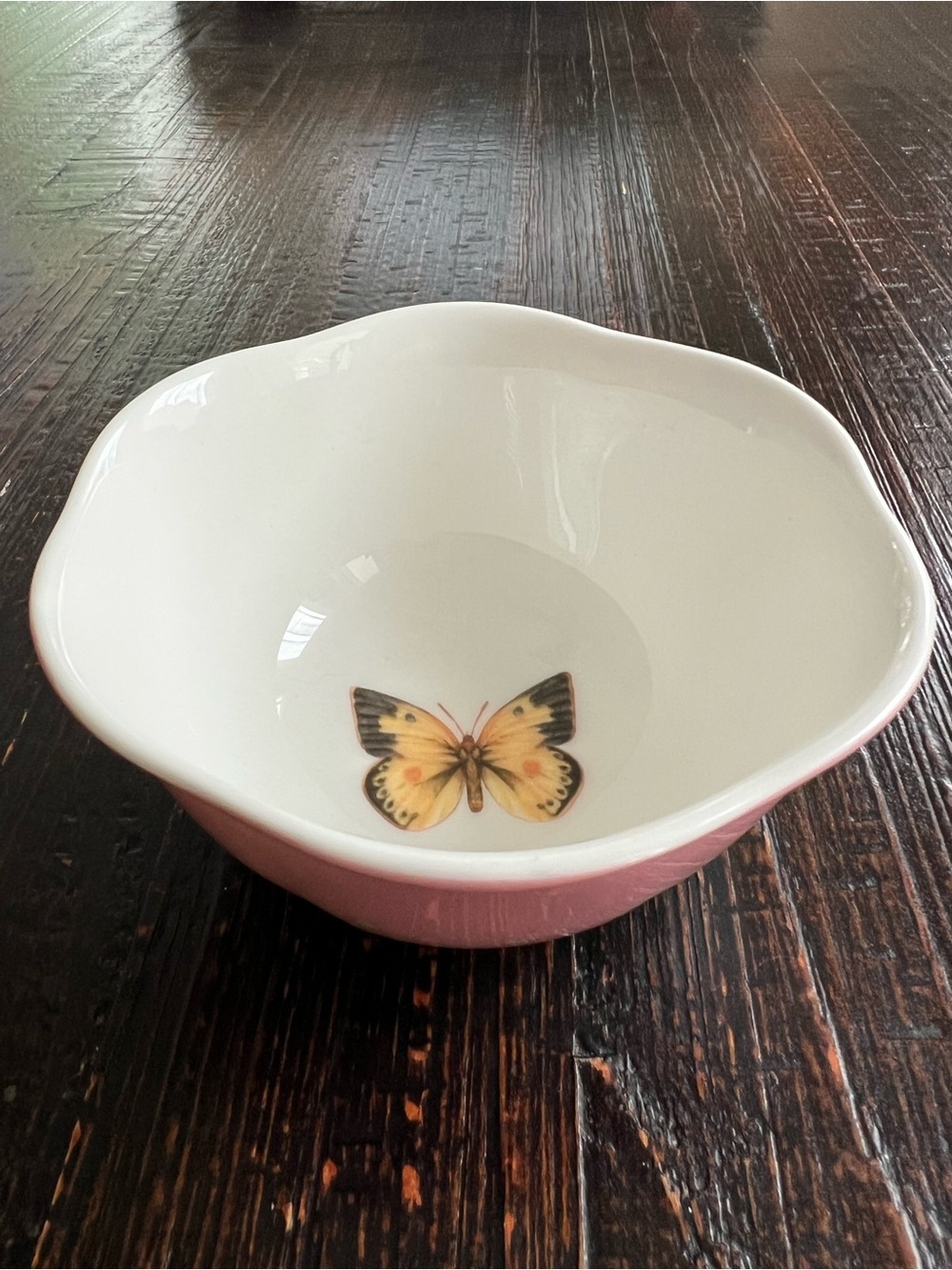 Butterfly Meadow by Lenox Pink fruit / ice cream bowl 4.75”